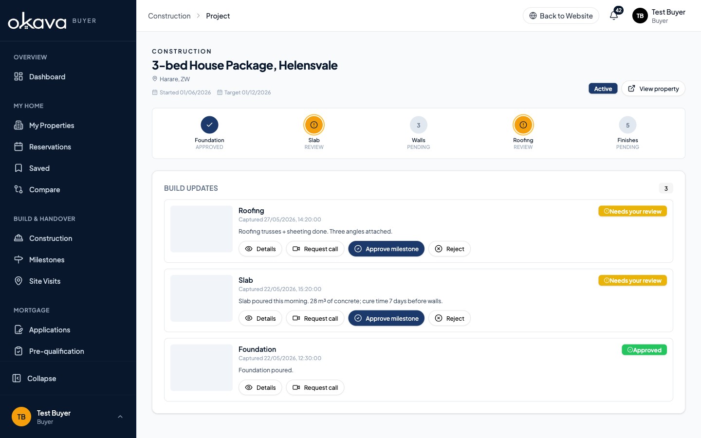 Okava milestone approvals